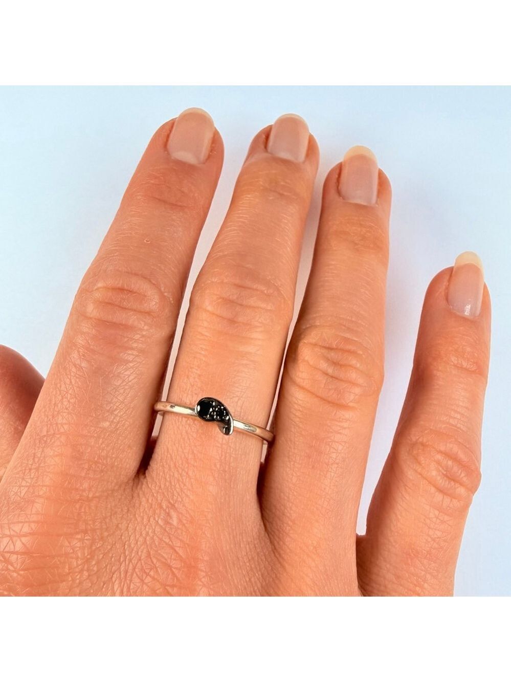 Soren Peter Jensen Onyx Danish Sterling Silver 925 Scandi Stacking Band Ring - Picture 2 of 9